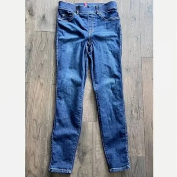 Spanx Ankle Skinny Pull-On Denim Jeans Size S Slimming Stretch Jeggings Blue - Picture 3 of 7